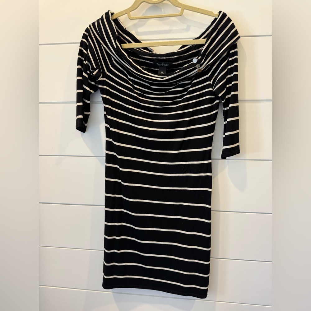 White House Black Market Black and White Striped Dress
